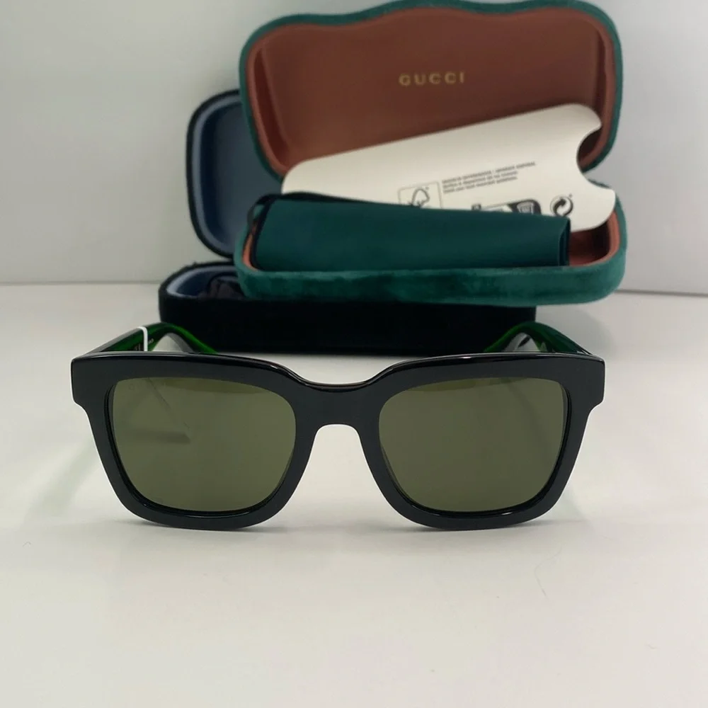 💯 - New Authentic Gucci Green Square Men`s Sunglasses GG0001SN 002 52 GG0001…